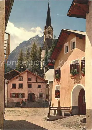 Scuol Tarasp Vulpera Dorfgasse in Scuol Kirche / Scuol /Bz. Inn