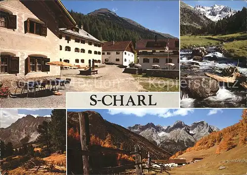 S-charl Dorfplatz mit Brunnen Teilansichten / Scuol /Bz. Inn