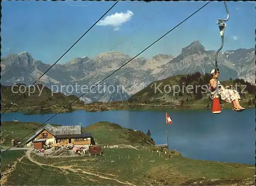 Engelberg OW Sesselbahn Truebsee Jochpass mit Hahnen Kat. Engelberg