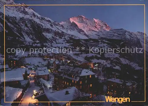 Wengen BE bei Nacht mit Jungfrauregion Kat. Wengen