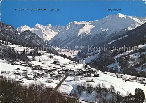 Saas Klosters GR mit Silvrettagruppe und Pischahorn Kat. Klosters