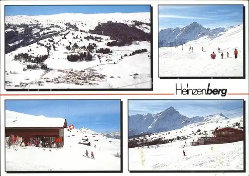 Heinzenberg GR Skigebiet Ausser Heinzenberg Sarn und Lescha mit Berghaeusern Parsiras und Dultschinas Kat. 