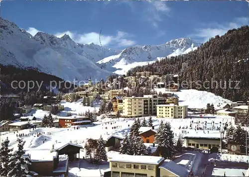 Arosa GR Dorfblick mit Erzhorn und Rothorn Kat. Arosa