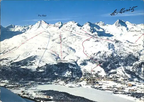 St Moritz GR Skigebiet mit Piz Nair Kat. St Moritz