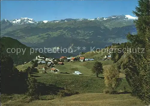 Feldis GR mit Brigelserhoerner Piz Vorab und Flims Kat. Feldis Veulden