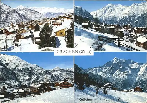 Graechen VS Bietschhorn Weisshorn Bishorn Brunegghorn Hannigalp Matterhorn  Kat. Graechen