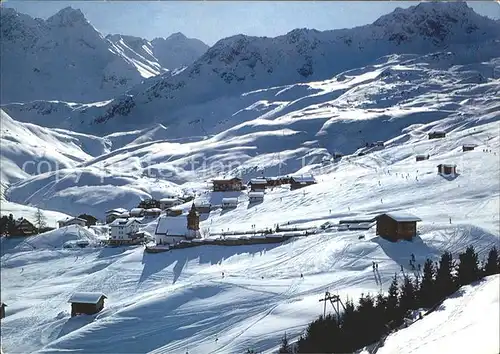 Arosa GR Bergkirchli Skigebiet Skifahrer Kat. Arosa