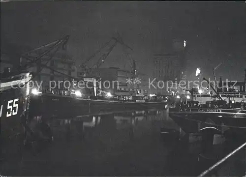 Stuttgart Neckarhafen Schiffe bei Nacht Kat. Stuttgart