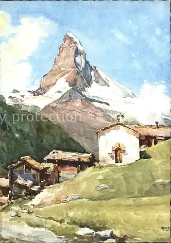 Findelen VS mit Matterhorn Kuenstlerkarte Kat. Findeln Findelen