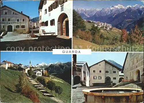 Guarda Inn Dorfpartie mit Lischana und Pisoc Piz Pisoc Dorfplatz / Guarda /Bz. Inn
