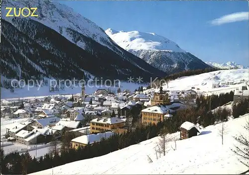 Zuoz GR Panorama mit Liceum Alpinum Kat. Zuoz