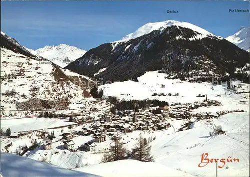 Berguen Bravuogn GR mit Latsch Val Tuors und Skigebiet Darlux Kat. Berguen