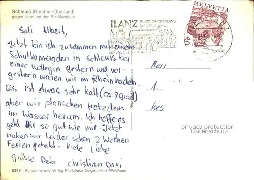 Schleuis Schleuin GR mit Ilanz und Piz Mundaun / Flims Waldhaus /Bz. Imboden