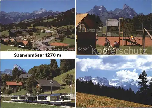 Saanenmoeser Hornberg Ortsansicht Tennisplatz Bergbahn Panorama Kat. Saanenmoeser