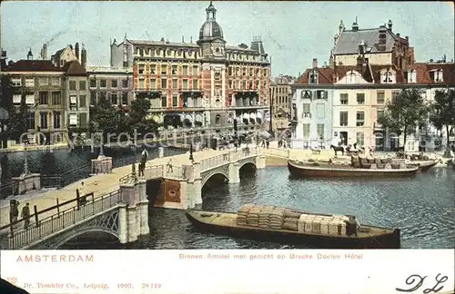 Amsterdam Niederlande Binnen Amstel Bracks Doelen Hotel Bruecke Kahn Kat. Amsterdam