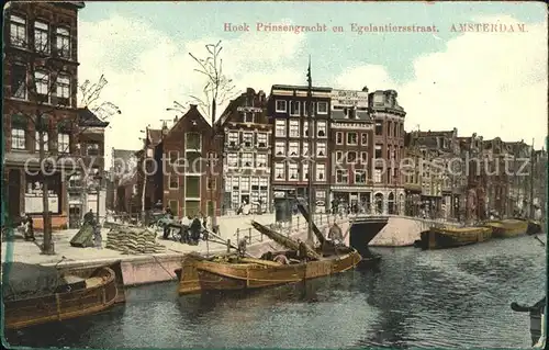 Amsterdam Niederlande Hoek Prinsengracht en Egelantiersstraat Schiff Kat. Amsterdam
