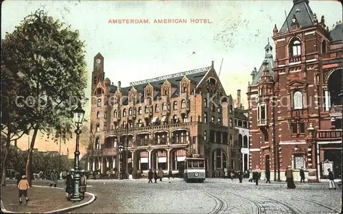 Amsterdam Niederlande American Hotel Strassenbahn Kat. Amsterdam