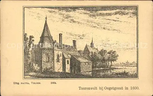 Oegstgeest Toorenvelt in 1600 Zeichnung Kuenstlerkarte Kat. Niederlande