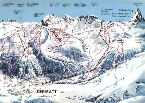 Zermatt VS mit Matterhorn Panorama Loipenkarte / Zermatt /Bz. Visp