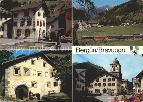 Berguen Bravuogn GR Dorfpartien Bahn Kirche Kat. Berguen