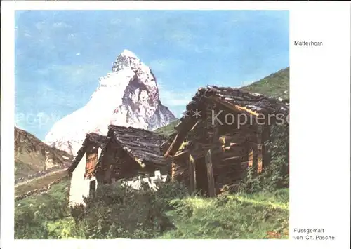 Zermatt VS Matterhorn Kuenstlerkarte fussgemalt Kat. Zermatt