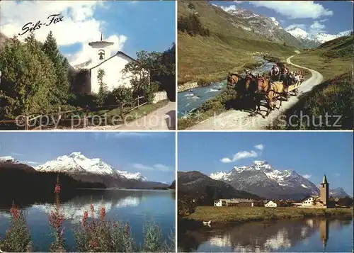 Sils Engadin Graubuenden Fex Kapelle Pferdekutsche Seepanorama Kat. 