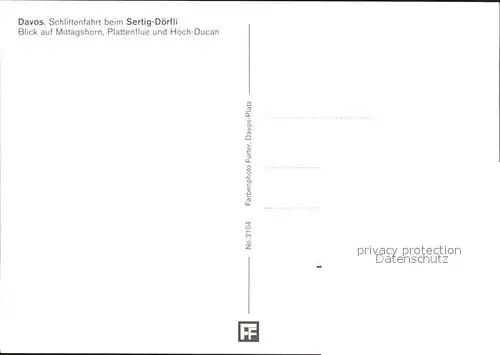 Sertig Doerfli Pferdeschlittenfahrt mit Mittagshorn Plattenflue und Hoch Ducan Kat. Sertigpass