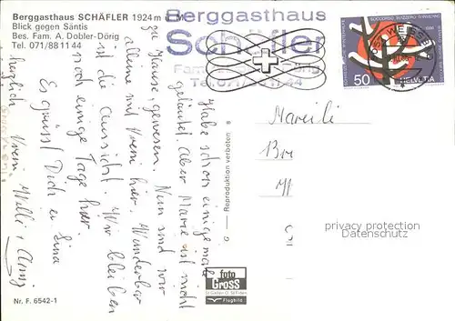 Saentis AR Berggasthaus Schaefler Kat. Saentis