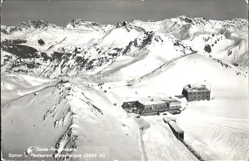 Davos Dorf GR Parsennbahn Berghaeuser Weissfluh-Joch und Weissfluh-Gipfel / Davos /Bz. Praettigau-Davos