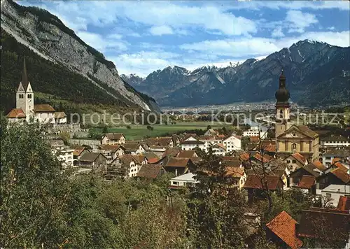 Domat Ems Blick gegen Chur Kat. Domat