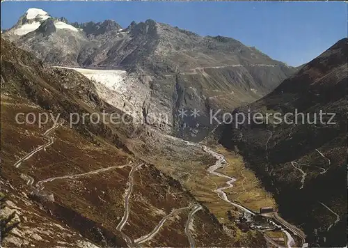 Grimsel Pass und Furkapass Strasse mit Gletsch Rhonegletscher und Galenstock / Grimsel /Rg. Innertkirchen