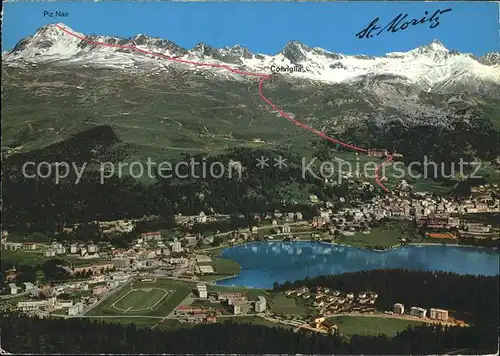 St Moritz GR Totalansicht mit Piz Nair Kat. St Moritz