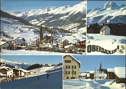 Obersaxen Meierhof mit St Martin Chummenbuehl Kapelle Valata Affeier Kat. Obersaxen