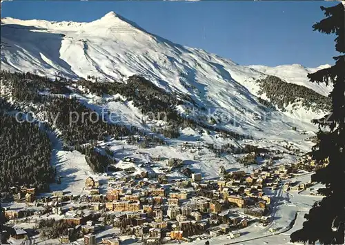 Davos Dorf GR Blick Parsenbahn Weissfluhjoch Dorfberg / Davos /Bz. Praettigau-Davos