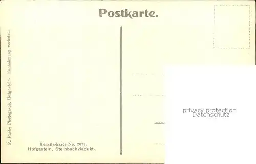Hofgastein Steinbachviadukt Kuenstlerkarte No 2071 Kat. Bad Hofgastein
