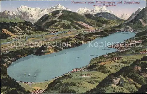 Millstaettersee Panoramakarte Heroldeck Hochgosch Kreuzeckgruppe Kat. Oesterreich