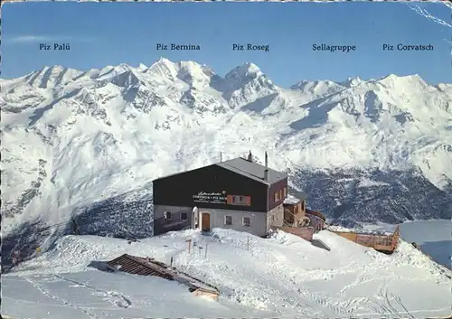 St Moritz GR Endstation der Luftseilbahn Corviglia Piz Nair mit Berninagruppe Kat. St Moritz