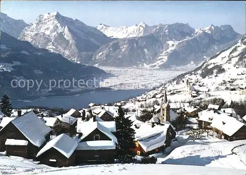 Amden SG mit Walensee Linthebene und Glarneralpen Kat. Amden