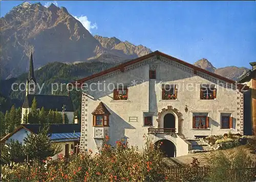 Bad Scuol Engadiner Haus Kirche Kat. Scuol