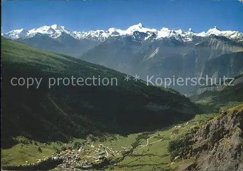 Leukerbad Totalansicht mit Alpenpanorama Kat. Loeche les Bains
