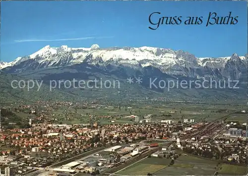 Buchs SG Fliegeraufnahme mit Alpstein / Buchs /Bz. Werdenberg