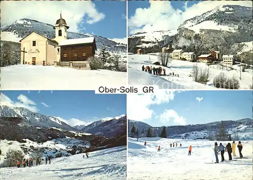 Obersolis Kirche Albulatal Ortsansicht Skigebiet Kat. Albula