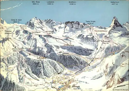Zermatt VS Panoramakarte mit Loipen Kat. Zermatt