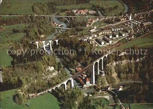 St Gallen SG Die Sittrbruecken mit Sitterviadukt Fliegeraufnahme Kat. St Gallen