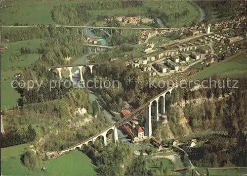 St Gallen SG Sitterbruecken mit Sitterviadukt Fliegeraufnahme Kat. St Gallen