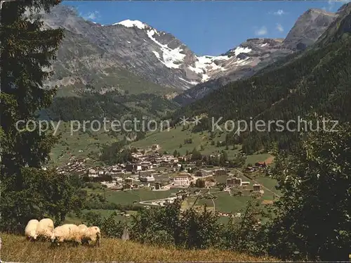 Leukerbad mit Balmhorn Gitzifurgge Majinghorn Kat. Loeche les Bains