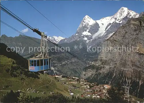 Muerren BE Schilthornbahn Muerren Birg Wetterhorn Eiger Moench Berner Alpen Kat. Muerren