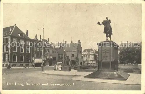 Den Haag Buitenhof met Gevangenpoort Standbeeld Willem II Denkmal Kat. s Gravenhage