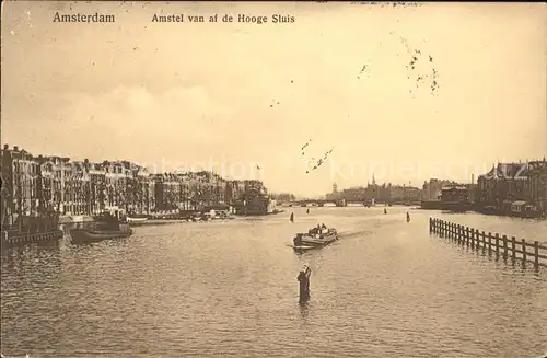 Amsterdam Niederlande Amstel van af de Hooge Sluis Schiff Kat. Amsterdam