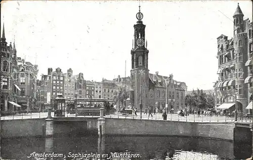 Amsterdam Niederlande Sophiaplein en Munttoren Kat. Amsterdam